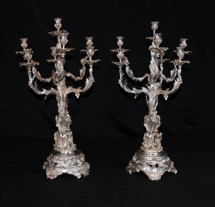Paar Silver Plate Rococo viktorianischen Kerzenleuchter Kerzen Sheffield