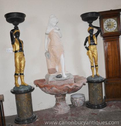Pair XL italienischen Bronze Blackamoor Statuen Male Figurines Dishes Pair XL italienischen Bronze Blackamoor Statuen Male Figurines Dishes