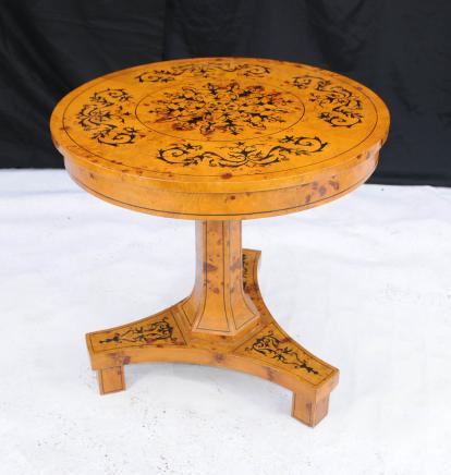 Scandinavian Biedermeier Round Zentrum Dining Table Inlay