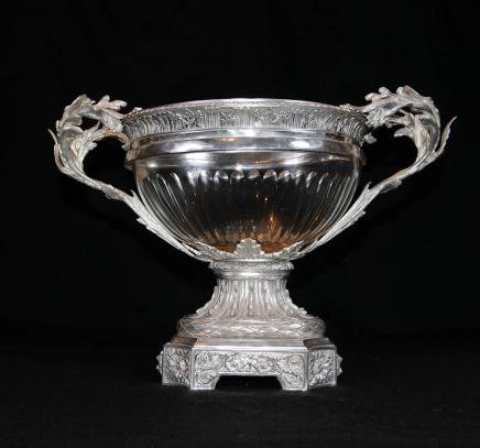 Viktorianischen Sheffield Silver Plate Terrine Cut Glass Bowl Centrepiece