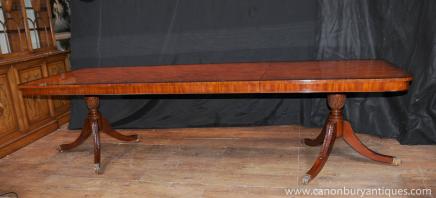 Walnut Regency Erweiterung Pedestal Table Diner 2 Blatt