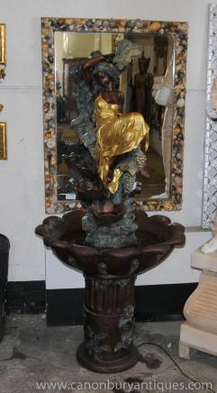XL Französisch Bronze Art Nouveau Female Bronze Fountain Statue Water Garden