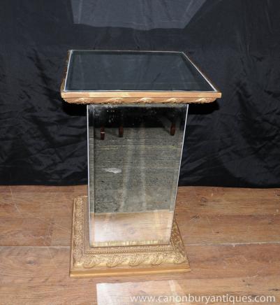 Art Deco Mirrored Side Table Stand Piedistallo