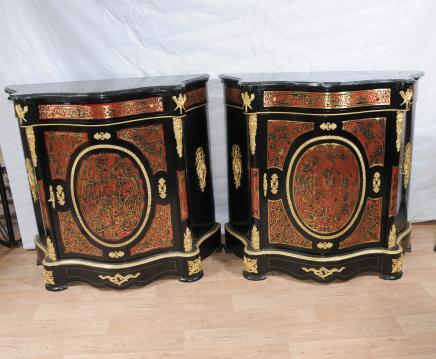 Coppia Boulle Serpentine Armadi Credenzas Bhul Inlay Luigi XV Furniture Coppia Boulle Serpentine Armadi Credenzas Bhul Inlay Luigi XV Furniture