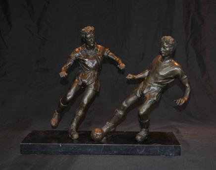 Coppia English Football Players Bronzo Soccer Art Sport