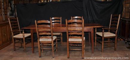Cucina Agriturismo Refettorio Dining Table Set Set 6 sedie con spalliera