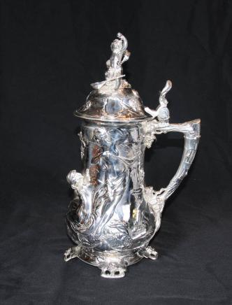 Del piatto d'argento Art Nouveau tedesca WMF Caraffa Tankard Flagon