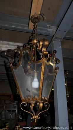 Francese Art Nouveau Lampadario Luce Ormolu Lanterna