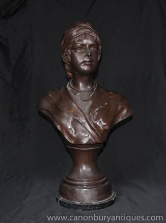 Victorian Bronzo Busto giovane pirata Statua Casting
