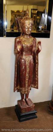 XL intagliato birmano Buddha Statua buddista Buddismo Art