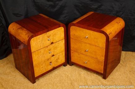 Pair Art Deco Nighstands Bedside Chests Chest Drawers Bedroom Furniture Pair Art Deco Nighstands Bedside Chests Chest Drawers Bedroom Furniture
