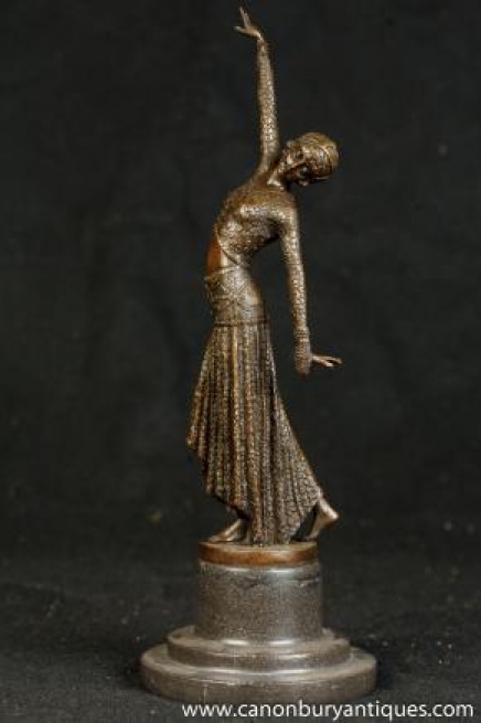 Art Deco Bronze Chiparus Belly Dancer Footsteps Figurine Statue