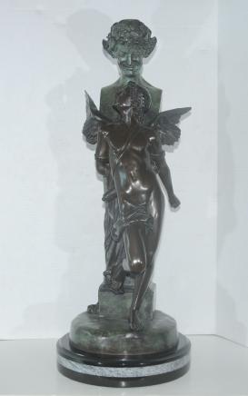 Bronze Statue Bondage Seduction Winged Male Signed F Samzel