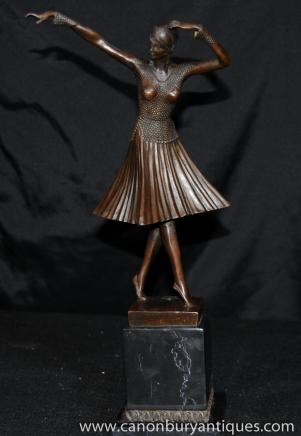 Art Deco Bronze Chiparus Statue Figurine 1920s French 