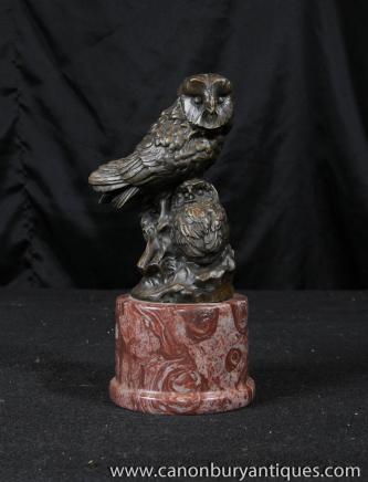 Bronze Statue Owlet Schleiereule Vogel Prey Casting
