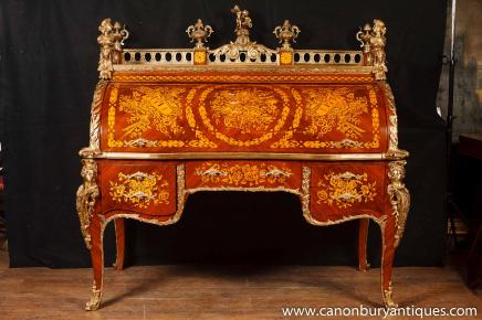 Französisch Louis XV Bureau du Roi Roll Top Desk Inlay