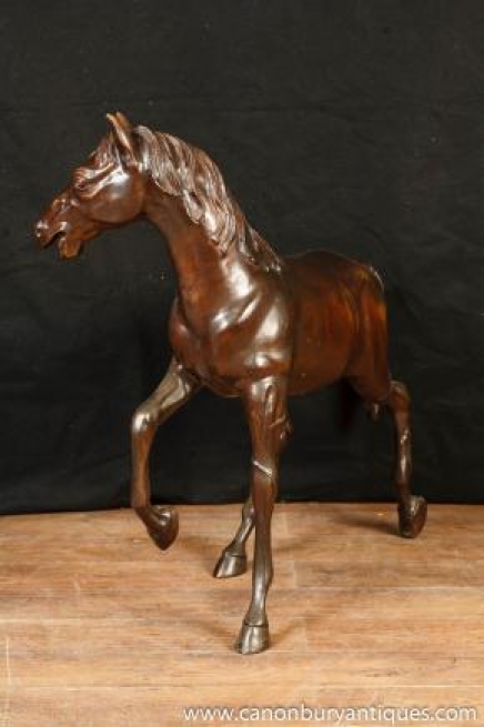 Große Französisch Bronze Horse Pony Statue Mare Casting Garten Kunst
