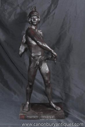 Italienne Bronze Gladiateur romain Statue Honor Patria