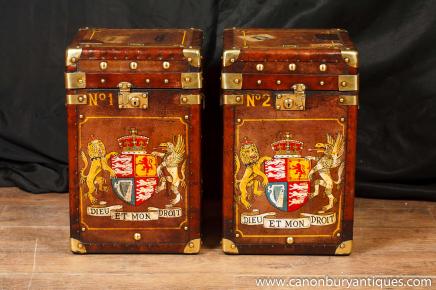 Pair Leder Kofferraum Beistelltische Couchtisch Box