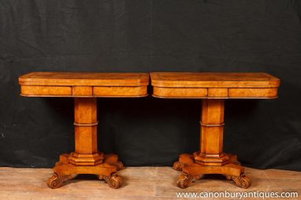 Pair Regency Nussbaum Spiele Tische Halle Side Inlay Tabellen George Bullock