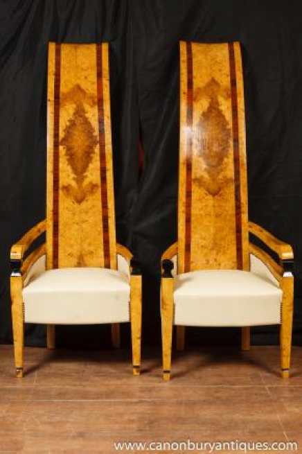 Paire Art Deco Arm chaises hautes Retour Fauteuil Club Seat