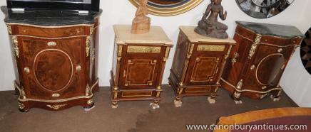 Paire Louis XV Credenzas Serpentine Buffets Armoires