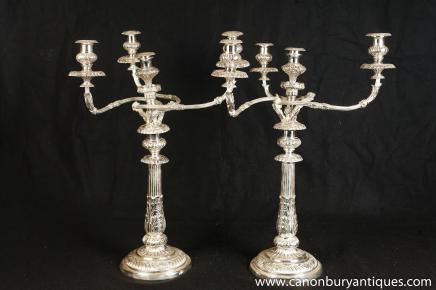 Paire de plat argenté Candélabres Matthew Boulton victoriennes Silverplate Bougies