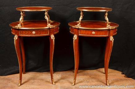 Paire française Empire Etagere Side Tables Kingwood tableau Paire française Empire Etagere Side Tables Kingwood tableau