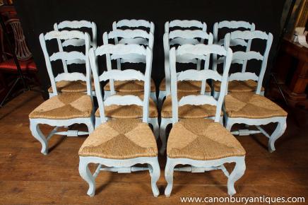 Set 8 Painted français Ladderback manger chaises de cuisine en chêne président