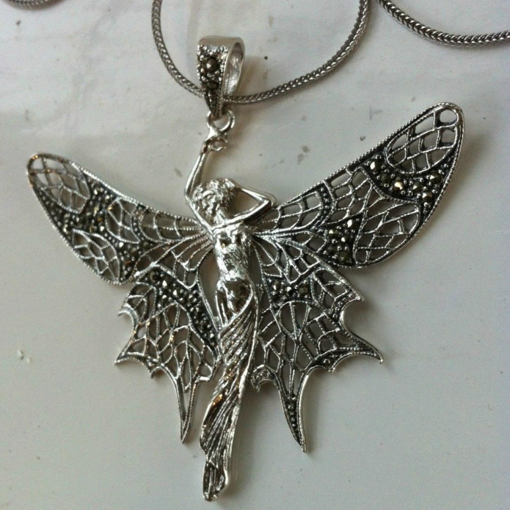 Solid Silver & Marcasite Angel Necklace