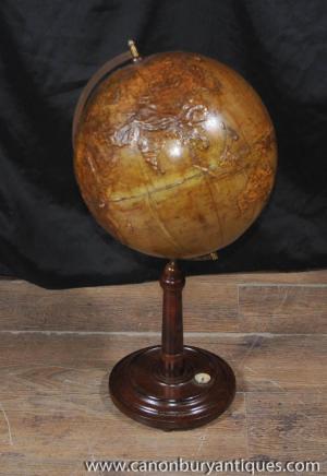 Antique English Globe On Mahogany Stand World Map Antique English Globe On Mahogany Stand World Map