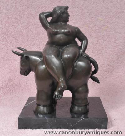 Bronze Lady and Goat Statue By Fernando Botero Casting 