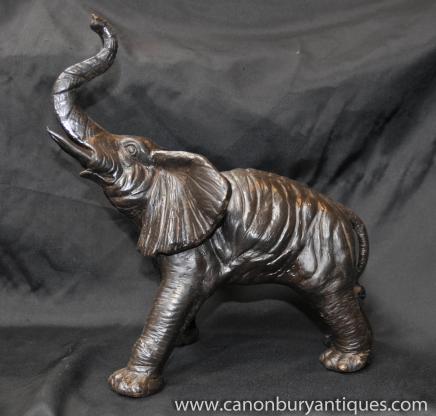 Bronze Statue Charging African Elephant Elephants Animal Art 
