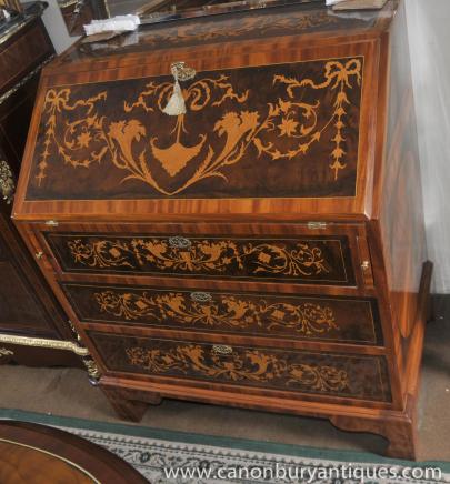 French Empire Bureau Desk Marquetry Inlay Writing Table Chest Drawers French Empire Bureau Desk Marquetry Inlay Writing Table Chest Drawers