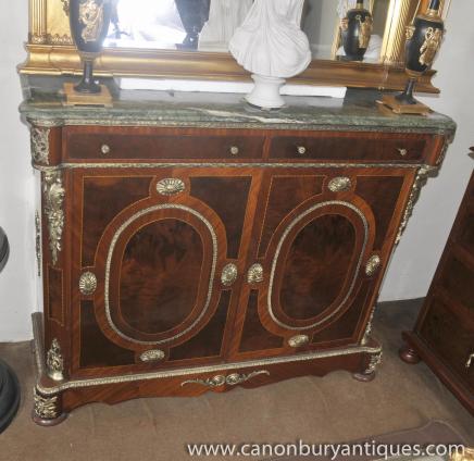 French Empire Double Credenza Cabinet Kingwood Sideboard Server 