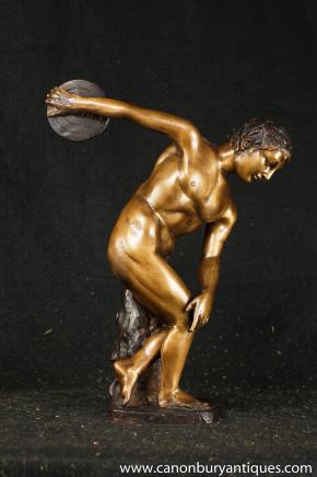 Italian Bronze Statue Discus Thrower Classic Olympian Athlete Casting Italian Bronze Statue Discus Thrower Classic Olympian Athlete Casting