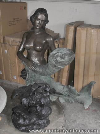 Large French Bronze Mermaid Fountain Garden Water Feature Art Large French Bronze Mermaid Fountain Garden Water Feature Art