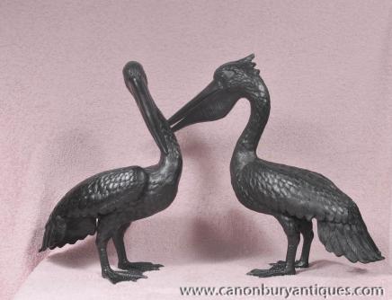Pair Bronze Pelicans Large Bird Statue Casting Pelican 