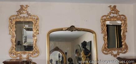 Pair Georgian Chippendale Ho Ho Bird Mirrors Pier Mirror 