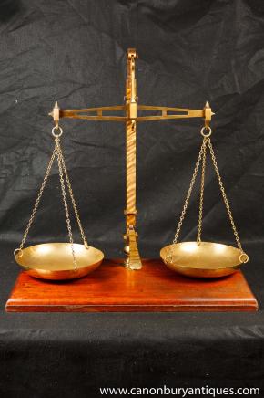 Set Antique Brass Medical Scales by Degrave & Co Circa 1900 