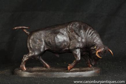Spanish Bronze Casting Statue Bull Horned Bullock 