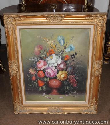 Victorian Floral Still Life Oil Painting Gilt Frame Art Victorian Floral Still Life Oil Painting Gilt Frame Art