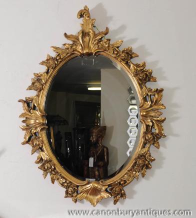 Victorian Rococo Oval Pier Mirror Floral Gilt Frame Mirrors 