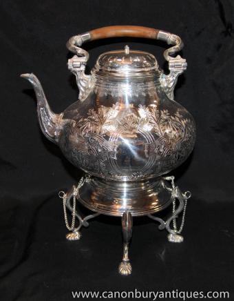Victorian Silver Plate Samovar Tea Pot 