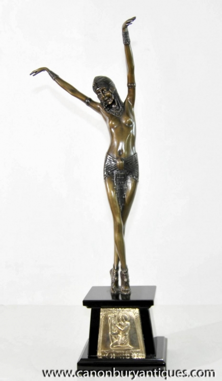 Big Bronze Chiparus Art Deco Statue Egyptican Dancer Figurine 