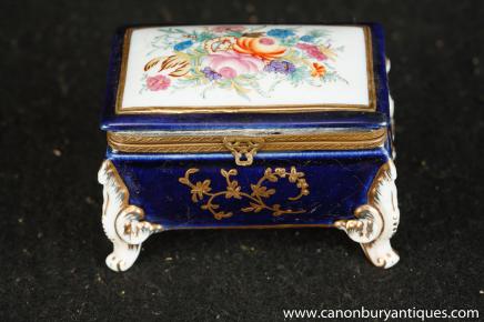 Meissen Porcelain Floral Jewellery Box Trinket Case 