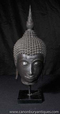 Bronze Tibetan Buddha Bust Head Statue Tibet Buddhism Buddhist 