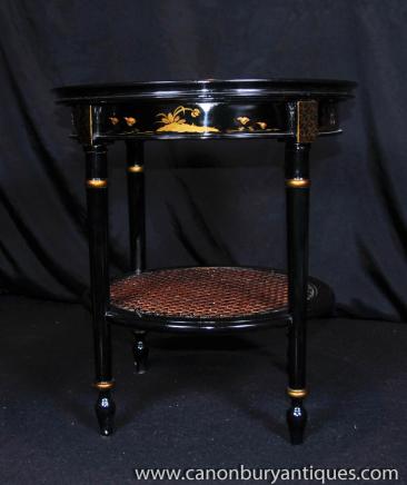 French Lacquer Side Table Chinoiserie Occasional Tables 