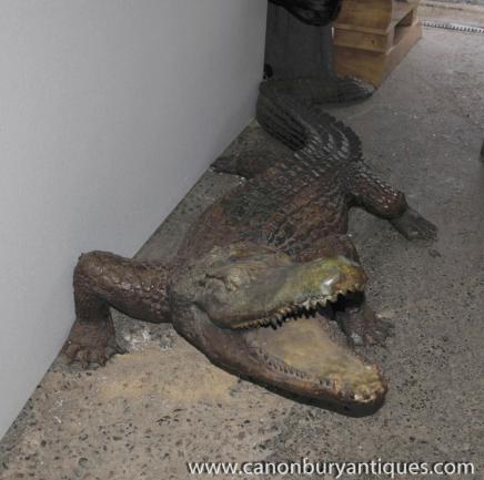 Lifesize Bronze Crocodile Alligator Fountain Statue 