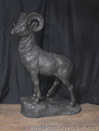 Lifesize Bronze Ram Horned Sheep Statue Architectural Garden Casting Goat 